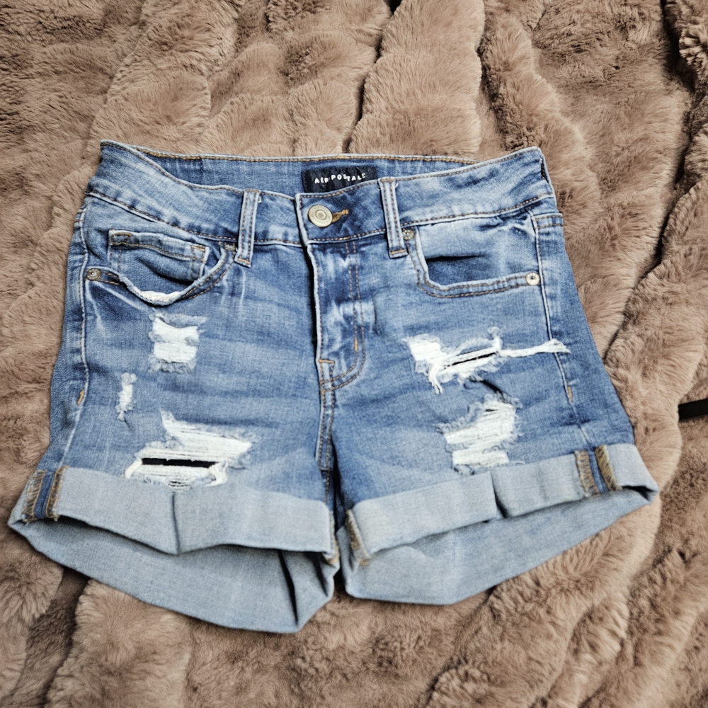 Aeropostale Light Blue Ripped Jean Shorts